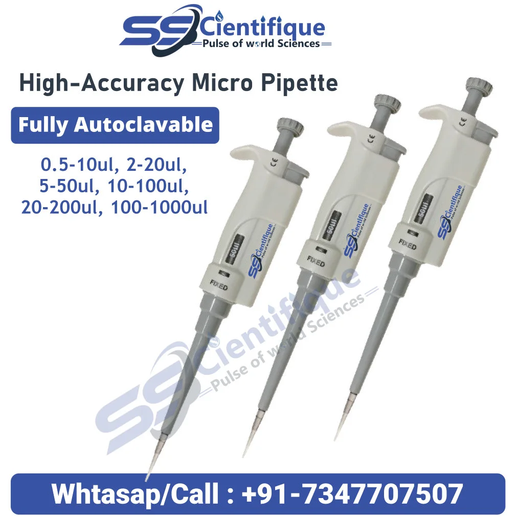 SScientifique Micropipettes: Top Manufacturer of 0.5-50µL, 10-100µL, 100-1000µL Pipettes in India Micropipette Manufacturer in Lucknow India | SScientifique